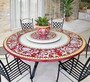 Casa Padrino Luxus Jugendstil Gartentisch Arabeske Rot  180 cm - Runder Esstisch aus handbemaltem Lavastein - Gastronomie M�bel - Made in Italy