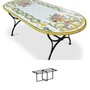 Casa Padrino Luxus Jugendstil Gartentisch Blumenbouquet 200 x 100 cm - Ovaler Esstisch aus handbemaltem Lavastein - Gastronomie M�bel - Made in Italy