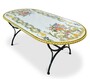 Casa Padrino Luxus Jugendstil Gartentisch Blumenbouquet 200 x 100 cm - Ovaler Esstisch aus handbemaltem Lavastein - Gastronomie M�bel - Made in Italy