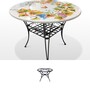 Casa Padrino Luxus Jugendstil Gartentisch Weinlaub  110 cm - Runder Esstisch aus handbemaltem Lavastein - Gastronomie M�bel - Made in Italy