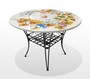 Casa Padrino Luxus Jugendstil Gartentisch Weinlaub  110 cm - Runder Esstisch aus handbemaltem Lavastein - Gastronomie M�bel - Made in Italy