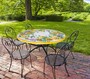 Casa Padrino Luxus Jugendstil Gartentisch Trauben, Zitronen und Sonnenblumen  120 cm - Runder Esstisch aus handbemaltem Lavastein - Gastronomie M�bel - Made in Italy