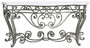 Casa Padrino Luxus Jugendstil Konsole Silber / Wei� 187 x 55 x H. 88 cm - Handgefertigter Schmiedeeisen Konsolentisch mit Massivholz Tischplatte - Wohnzimmer Garten Terrassen M�bel 