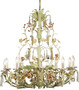 Casa Padrino Luxus Jugendstil Kronleuchter mit Swarovski Kristallglas Rosen & Blumen Gr�n / Mehrfarbig  100 x H. 90 cm - Barock & Jugendstil Wohnzimmer Kronleuchter 