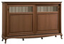 Casa Padrino Luxus Jugendstil Sideboard Braun / Cremefarben 191,7 x 45,6 x H. 122,3 cm - Massivholz Schrank mit 2 Schiebet�ren - Wohnzimmerschrank - B�roschrank - Barock & Jugendstil M�bel