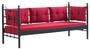 Casa Padrino Jugendstil Gartensofa Schwarz / Bordeauxrot 200 x 70 x H. 92 cm - Garten Sofa - Terrassen Sofa - Garten & Terrassen M�bel