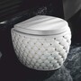 Casa Padrino Luxus WC Hochglanz Wei� / Gold 42 x 58 x H. 39 cm - Luxus Badezimmer Zubeh�r - Made in Italy