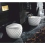 Casa Padrino Luxus WC Hochglanz Wei� / Gold 42 x 58 x H. 39 cm - Luxus Badezimmer Zubeh�r - Made in Italy
