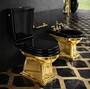 Casa Padrino Luxus Jugendstil WC Schwarz / Gold H. 84 cm - Made in Italy