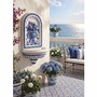 Casa Padrino Luxus Jugendstil Wandbrunnen Wei� / Blau H. 130 cm - Garten Deko