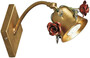 Casa Padrino Luxus Jugendstil Wandleuchte Rosen mit Swarovski Kristallglas und schwenkbarem Lampenschirm Gold / Rot 12 x 16 x H. 23 cm - Barock & Jugendstil Wandleuchten 