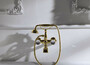 Casa Padrino Luxus Jugendstil Badarmatur mit Schlauch und Handbrause Gold  - Badewannen Armatur mit Swarovski Kristallglas - Nostalgisches Bad Zubeh�r - Wannenbatterie