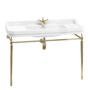Casa Padrino Luxus Jugendstil Waschtisch Wei� / Gold 121 x 51 x H. 90 cm - Porzellan 1-Loch Stand Waschbecken mit Untergestell - Badezimmer M�bel