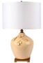 Casa Padrino Luxus Keramik Tischleuchte Creme / Gold / Wei�  40 x H. 70 cm