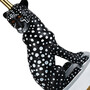 Casa Padrino Luxus Keramik Tischleuchte Puma Katze Schwarz / Wei� / Gold  38 x H. 72 cm - Keramik Schreibtischleuchte mit rundem Lampenschirm - Luxus Keramik Leuchten