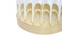 Casa Padrino Luxus Kerzenhalter Gold  10 x H. 30-33 cm - Kerzenhalter aus massivem geb�rstetem Messing mit Glaszylinder - Luxus Deko Accessoires