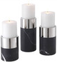 Casa Padrino Luxus Kerzenhalter Set Schwarz / Silber - 3 runde Marmor Kerzenhalter - Luxus Qualit�t - Deko Accessoires