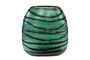 Casa Padrino Luxus Kerzenhalter T�rkis / Grau 34 x 22,5 x H. 34 cm - Gro�es Windlicht aus massivem Farbglas in Aqua und Grau, auch als Vase verwendbar - Luxus Deko Accessoires
