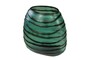 Casa Padrino Luxus Kerzenhalter T�rkis / Grau 34 x 22,5 x H. 34 cm - Gro�es Windlicht aus massivem Farbglas in Aqua und Grau, auch als Vase verwendbar - Luxus Deko Accessoires
