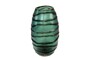 Casa Padrino Luxus Kerzenhalter T�rkis / Grau 34 x 22,5 x H. 34 cm - Gro�es Windlicht aus massivem Farbglas in Aqua und Grau, auch als Vase verwendbar - Luxus Deko Accessoires