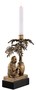 Casa Padrino Luxus Kerzenhalter Affe und Palme Vintage Messing / Schwarz 20 x 15 x H. 30 cm - Deko Accessoires