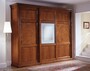 Casa Padrino Luxus Kleiderschrank Braun 305 x 71 x H. 254 cm - Handgefertigtes Massivholz M�bel mit 3 T�ren, Glaseinsatz - Luxus Qualit�t