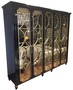 Casa Padrino Luxus Barock Schlafzimmerschrank Schwarz / Gold 260 x 63 x H. 240 cm - Prunkvoller Kleiderschrank mit 5 verspiegelten T�ren - Luxus Qualit�t