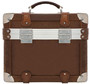 Casa Padrino Luxus Schminkkoffer Vintage Braun / Silber 33 x 21 x H. 28,5 cm - Handgefertigte wasserdichte Echtleder Schminktasche im Retro Design - Luxus Qualit�t
