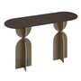 Casa Padrino Luxus Konsole Braun / Bronzefarben 140 x 46 x H. 80 cm - Edler Konsolentisch mit Platte in dunkelbraunem Eichenfurnier und geb�rstetem Edelstahl Gestell - Luxus M�bel