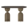 Casa Padrino Luxus Konsole Braun / Bronzefarben 140 x 46 x H. 80 cm - Edler Konsolentisch mit Platte in dunkelbraunem Eichenfurnier und geb�rstetem Edelstahl Gestell - Luxus M�bel