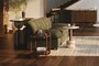 Casa Padrino Luxus Konsole Braun / Bronzefarben 140 x 46 x H. 80 cm - Edler Konsolentisch mit Platte in dunkelbraunem Eichenfurnier und geb�rstetem Edelstahl Gestell - Luxus M�bel