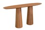 Casa Padrino Luxus Konsole Braun 160 x 40 x H. 80 cm - Massivholz Konsolentisch im warmen Bernsteinton mit skulptural gestalteter Front - Luxus M�bel