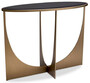 Casa Padrino Luxus Konsole Messing / Schwarz 101,5 x 41,5 x H. 78,5 cm - Ovaler Edelstahl Konsolentisch mit Glasplatte - Luxus M�bel - Wohnzimmer M�bel - Luxus Einrichtung - Wohnzimmer Einrichtung