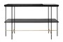 Casa Padrino Luxus Konsole Gold / Schwarz 140 x 40 x H. 90 cm - Konsolentisch mit geb�rstetem Edelstahlgestell und schwarzen Eichenfurnier Fl�chen - Luxus M�bel