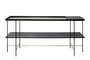 Casa Padrino Luxus Konsole Gold / Schwarz 180 x 40 x H. 90 cm - Langer Konsolentisch mit geb�rstetem Edelstahlgestell und schwarzen Eichenfurnier Fl�chen - Luxus M�bel
