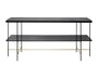 Casa Padrino Luxus Konsole Gold / Schwarz 180 x 40 x H. 90 cm - Langer Konsolentisch mit geb�rstetem Edelstahlgestell und schwarzen Eichenfurnier Fl�chen - Luxus M�bel