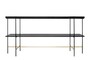 Casa Padrino Luxus Konsole Gold / Schwarz 180 x 40 x H. 90 cm - Langer Konsolentisch mit geb�rstetem Edelstahlgestell und schwarzen Eichenfurnier Fl�chen - Luxus M�bel