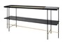 Casa Padrino Luxus Konsole Gold / Schwarz 180 x 40 x H. 90 cm - Langer Konsolentisch mit geb�rstetem Edelstahlgestell und schwarzen Eichenfurnier Fl�chen - Luxus M�bel