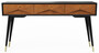 Casa Padrino Luxus Konsole Matt Schwarz / Matt Cognac / Gold 148 x 40 x H. 80 cm - Massivholz Konsolentisch mit 3 Schubladen - Luxus M�bel - Luxus Einrichtung