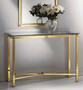 Casa Padrino Luxus Spiegelkonsole Messingfarben - 1 Konsolentisch mit Glasplatte & 1 Wandspiegel - Luxus M�bel