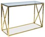 Casa Padrino Luxus Konsole Gold / Grau 120 x 40 x H. 78 cm - Edelstahl Konsolentisch mit Glasplatte - Luxus M�bel 