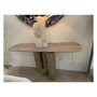 Casa Padrino Luxus Konsolentisch Khaki 140 x 40 x H. 76 cm - Konsolentisch mit Travertin - Moderne Flur M�bel - Luxus Qualit�t 