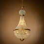 Casa Padrino Luxus Kristall Kronleuchter Gold  34 x H. 80 cm - Prunkvoller Kronleuchter mit Kristallkugel