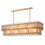 Casa Padrino Luxus Kronleuchter Antik Messing 142 cm - Rechteckiger Kronleuchter mit mundgeblasenen Glasplatten