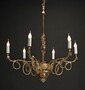 Casa Padrino Luxus Kronleuchter Antikgold  84 x H. 98 cm - Handgefertigter Kronleuchter aus Schmiedeeisen mit Rosen - Luxus Kollektion - Edel & Prunkvoll 