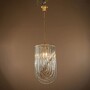 Casa Padrino Luxus Kronleuchter Gold  31 x H. 61 cm - Schmaler Kristall L�ster mit gebogenen Glasst�ben