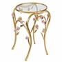 Casa Padrino Luxus Beistelltisch mit 24 Karat Vergoldung und Porzellan Kamelienbl�ten Gold / Pastellrosa H. 60 cm - Made in Italy