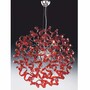 Casa Padrino Luxus LED H�ngeleuchte Rot / Silber  80 x H. 160 cm - Runde Kristallglas Pendelleuchte - Made in Italy