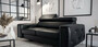 Casa Padrino Luxus Leder Sofa Schwarz / Silber 185 x 97 x H. 78-99 cm - Naturleder Wohnzimmer Sofa mit verstellbaren Kopfst�tzen - Wohnzimmer M�bel - Leder M�bel - Luxus M�bel