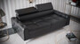 Casa Padrino Luxus Leder Sofa Schwarz / Silber 185 x 97 x H. 78-99 cm - Naturleder Wohnzimmer Sofa mit verstellbaren Kopfst�tzen - Wohnzimmer M�bel - Leder M�bel - Luxus M�bel